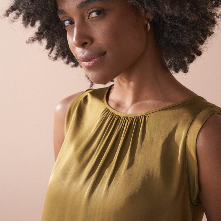 Olive Satin Top