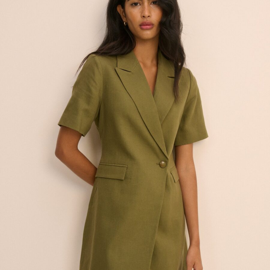 Khaki Asymmetric Tailored Modern Dress