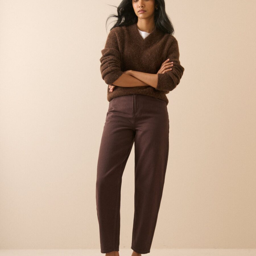 Silver High Rise Barrel Leg Jeans