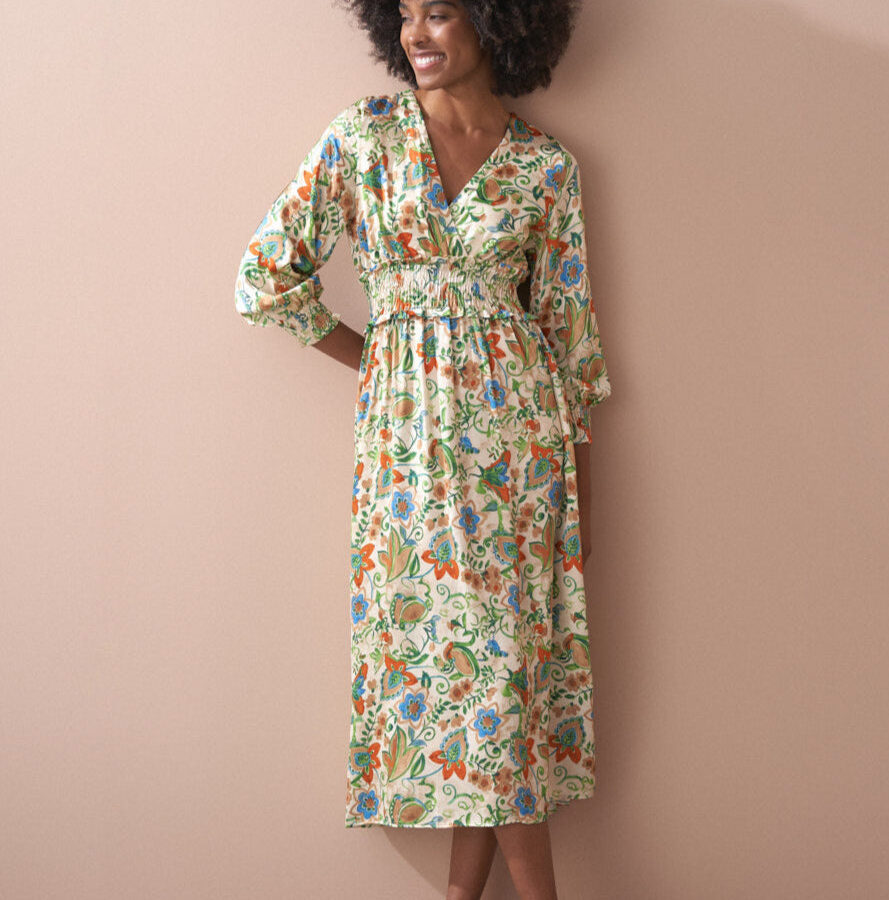 Floral Print Satin Dress