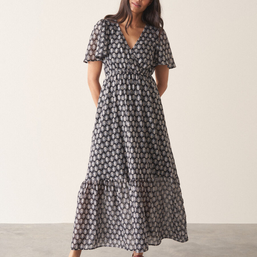 Black Printed Cotton Dress